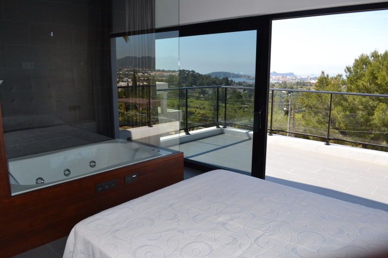 dormitorio vista a Ibiza